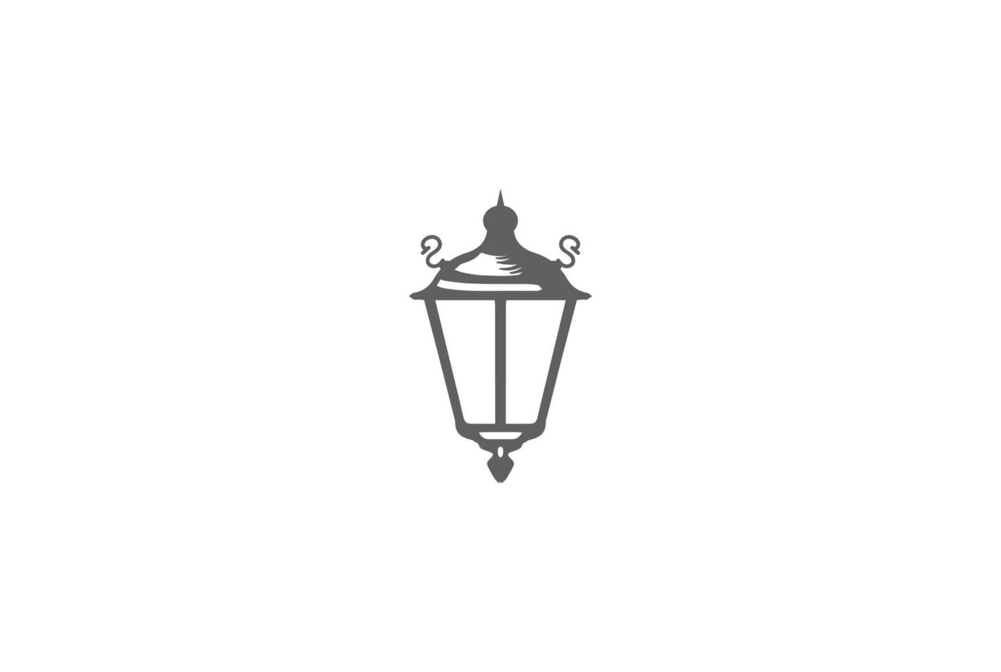 Vintage Classic Street Lamp Lantern Post Logo Design Vector