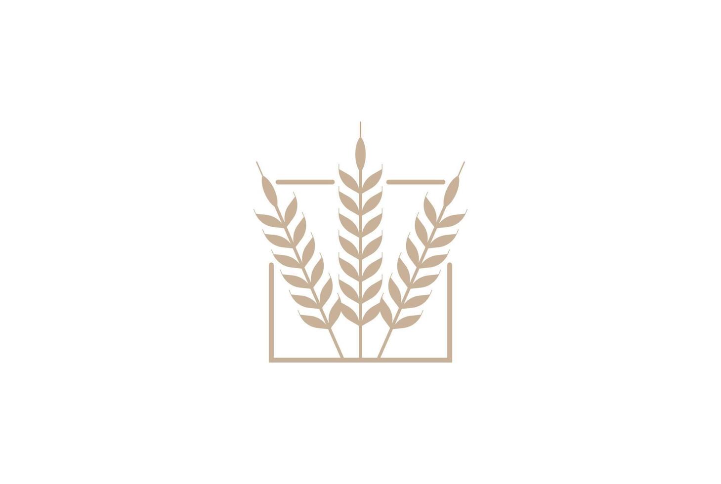 Simple Minimalist Golden Grain Wheat Rice or Malt for Brewery or Bakery Logo Design Vector