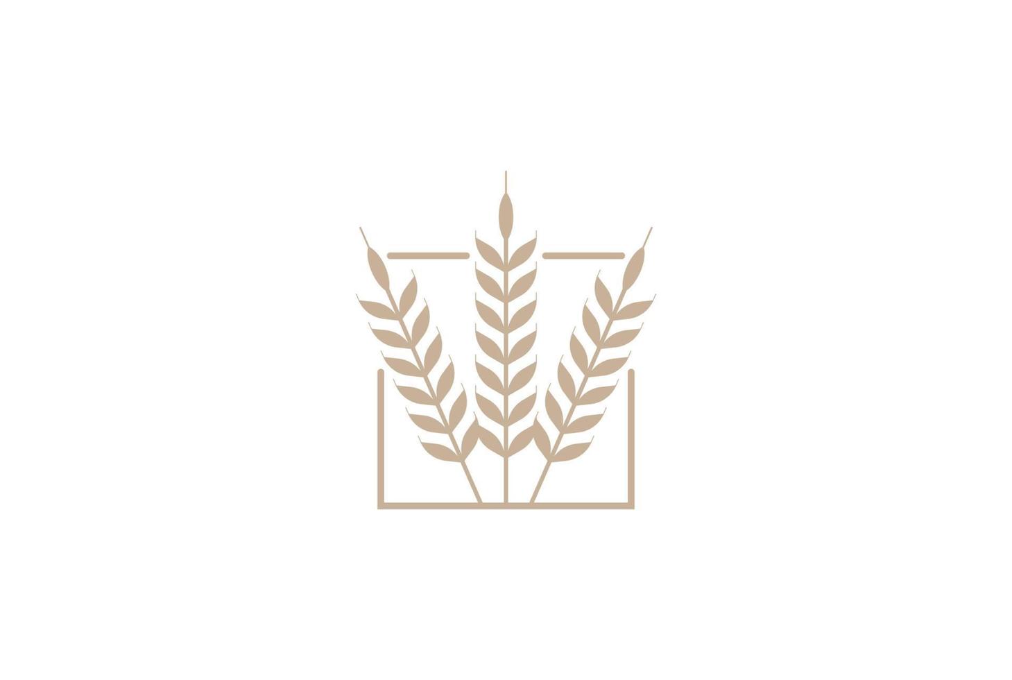 Simple Minimalist Golden Grain Wheat Rice or Malt for Brewery or Bakery Logo Design Vector