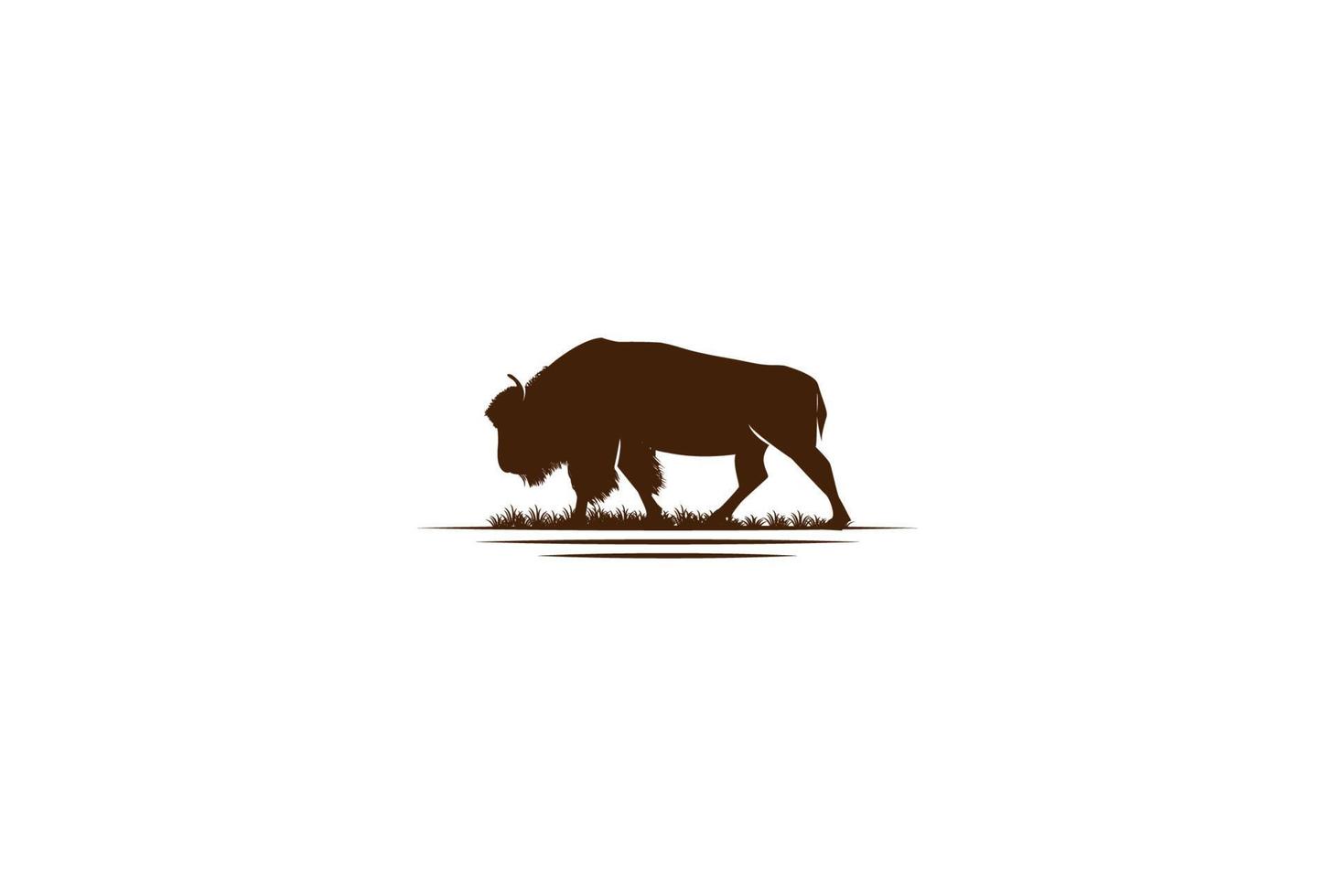 bisonte salvaje toro búfalo angus silueta filete vintage retro logo diseño vector