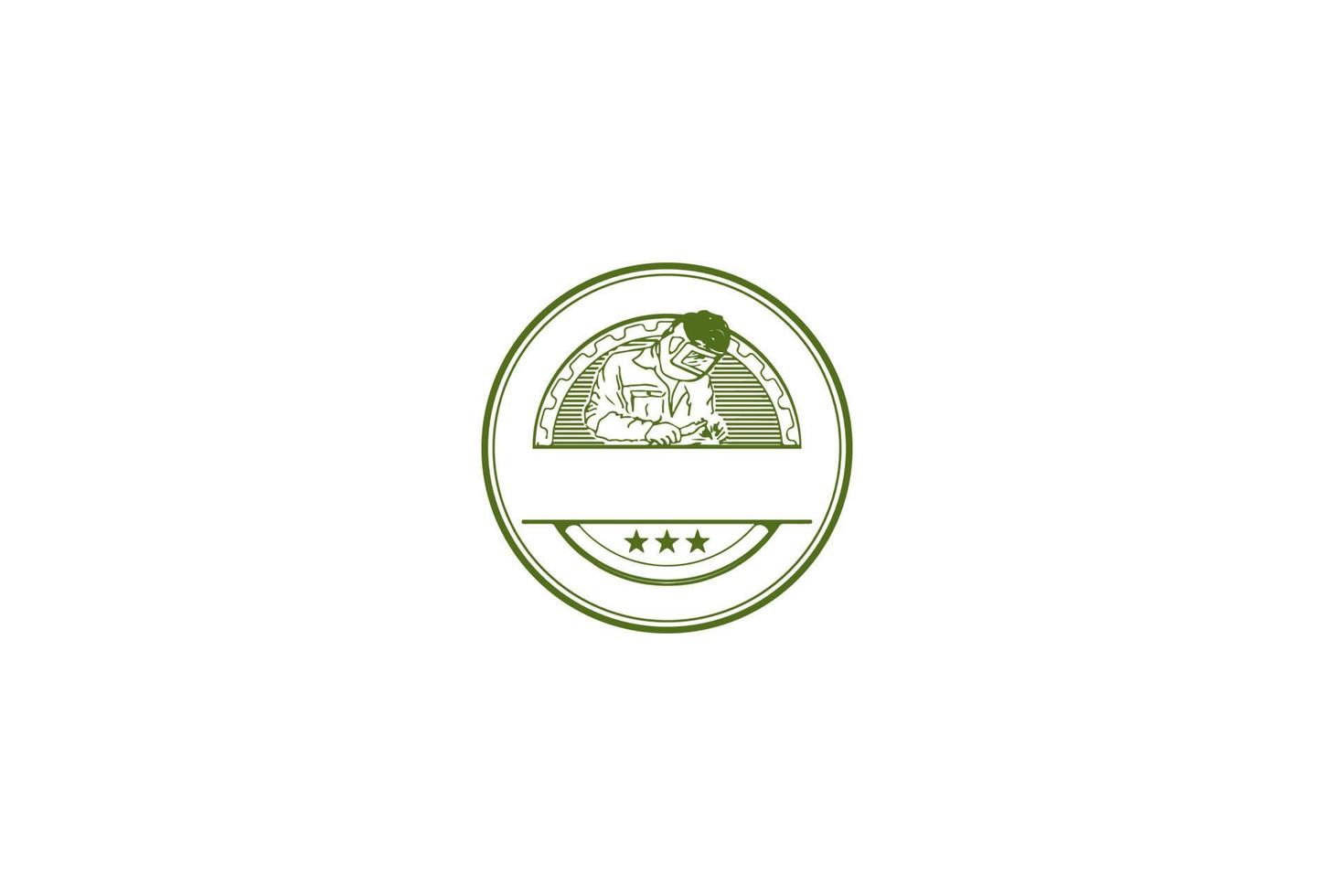 emblema de insignia de soldadura de hombre retro vintage para vector de diseño de logotipo de industria