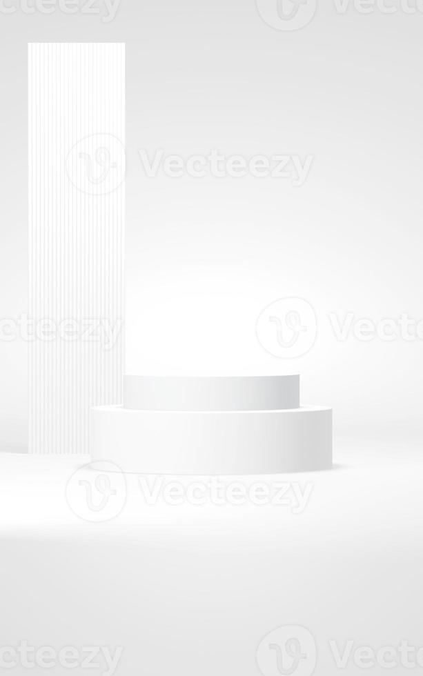 Podium abstract background. Geometric shape.white colors scene. Minimal 3d rendering. Scene with geometrical background. 3d render photo