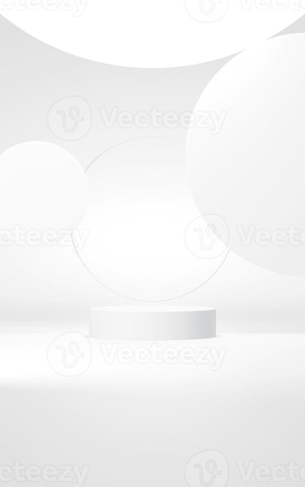 Podium abstract background. Geometric shape.white colors scene. Minimal 3d rendering. Scene with geometrical background. 3d render photo