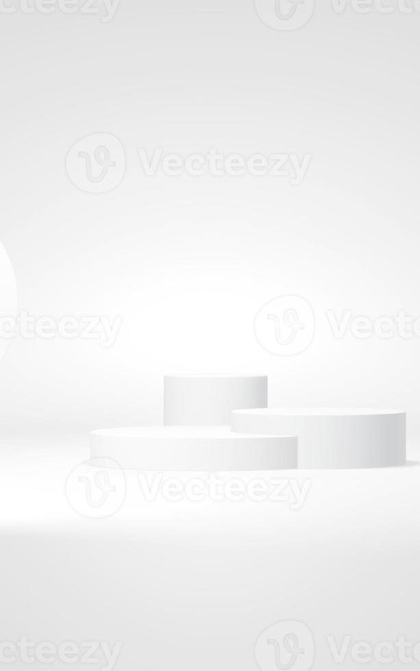 Podium abstract background. Geometric shape.white colors scene. Minimal 3d rendering. Scene with geometrical background. 3d render photo