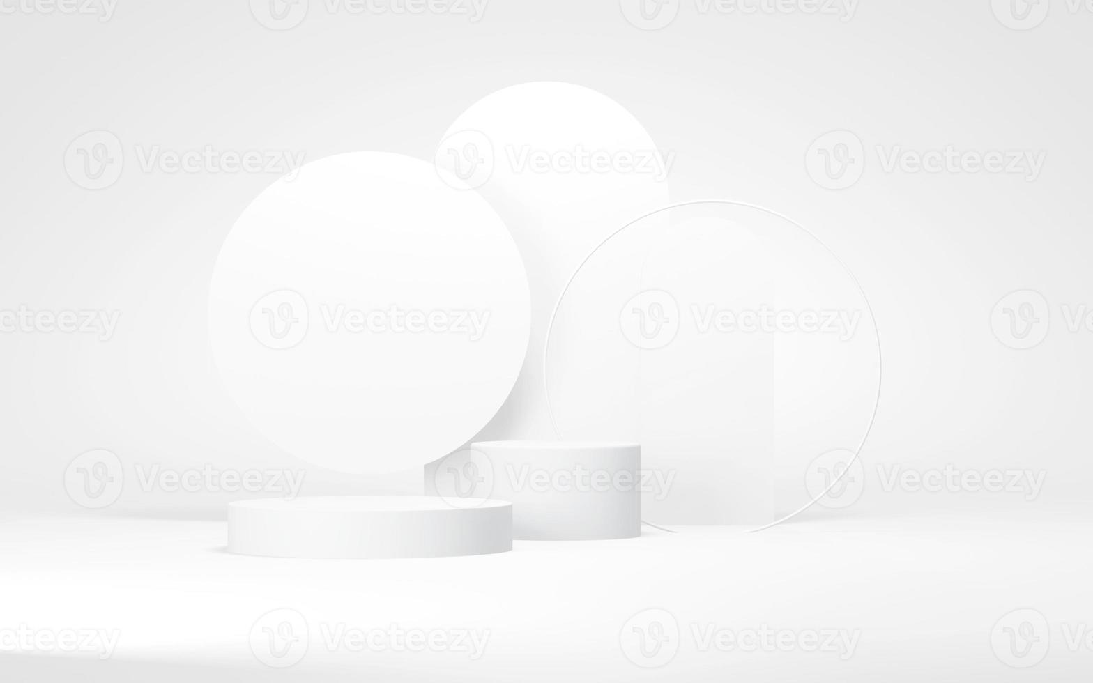 Podium abstract background. Geometric shape.white colors scene. Minimal 3d rendering. Scene with geometrical background. 3d render photo