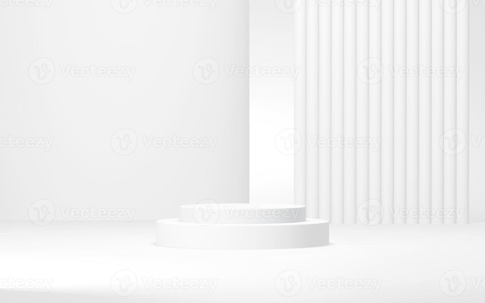 Podium abstract background. Geometric shape.white colors scene. Minimal 3d rendering. Scene with geometrical background. 3d render photo