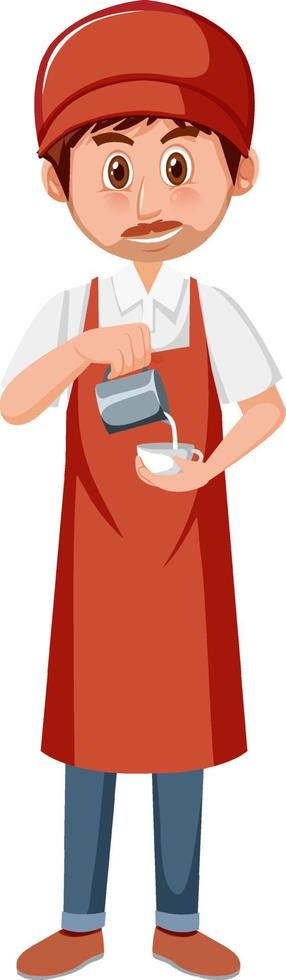 A barista cartoon character on white background vector