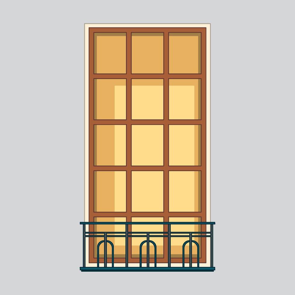 Ventanas retro de estilo europeo antiguo con pequeño balcón vector