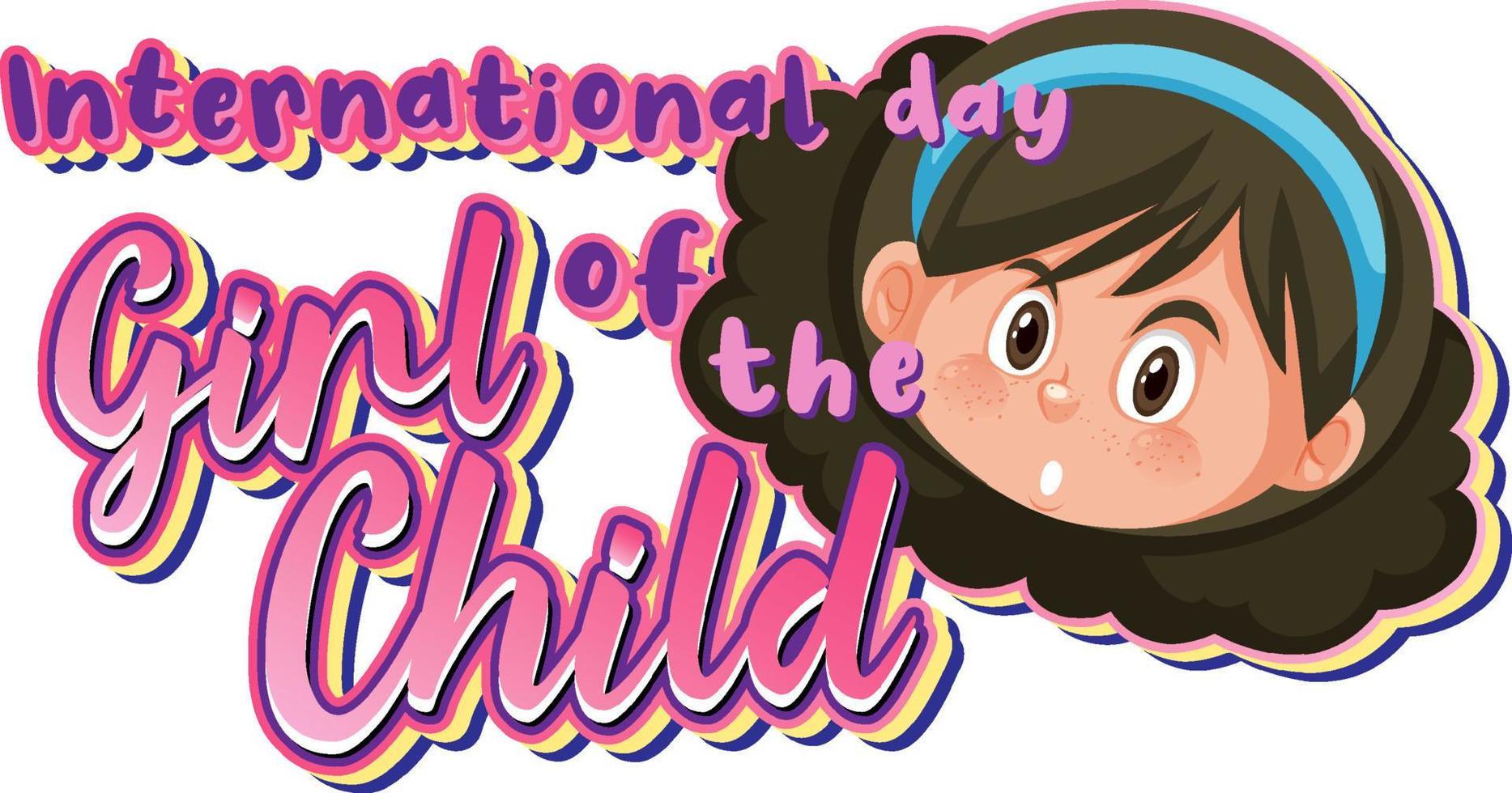 International day of girl child logo with girl face vector