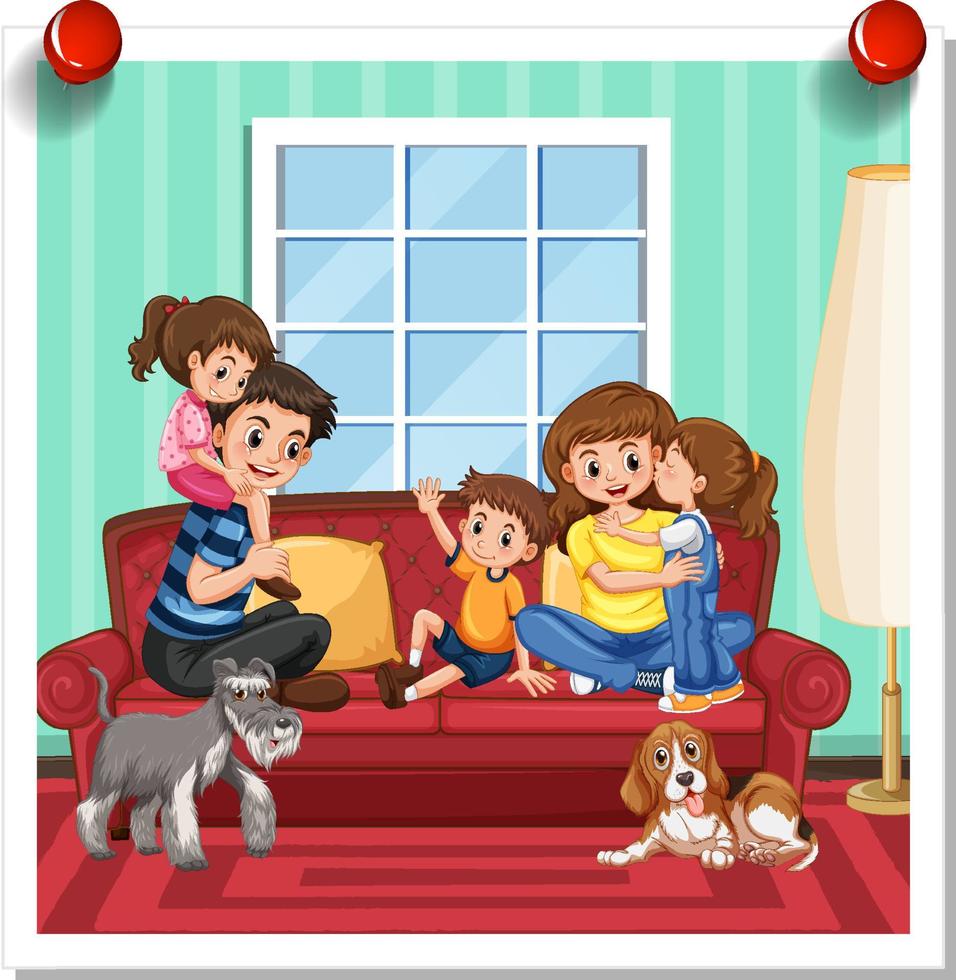 una foto de una familia feliz con fondo blanco vector