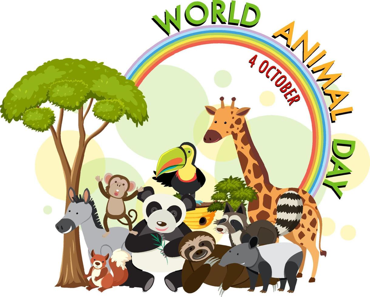 World Animal Day banner with wild animals vector