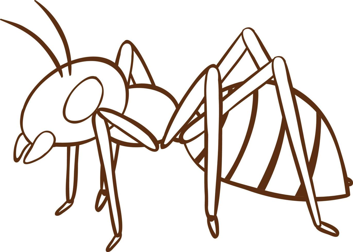 Ant in doodle simple style on white background vector