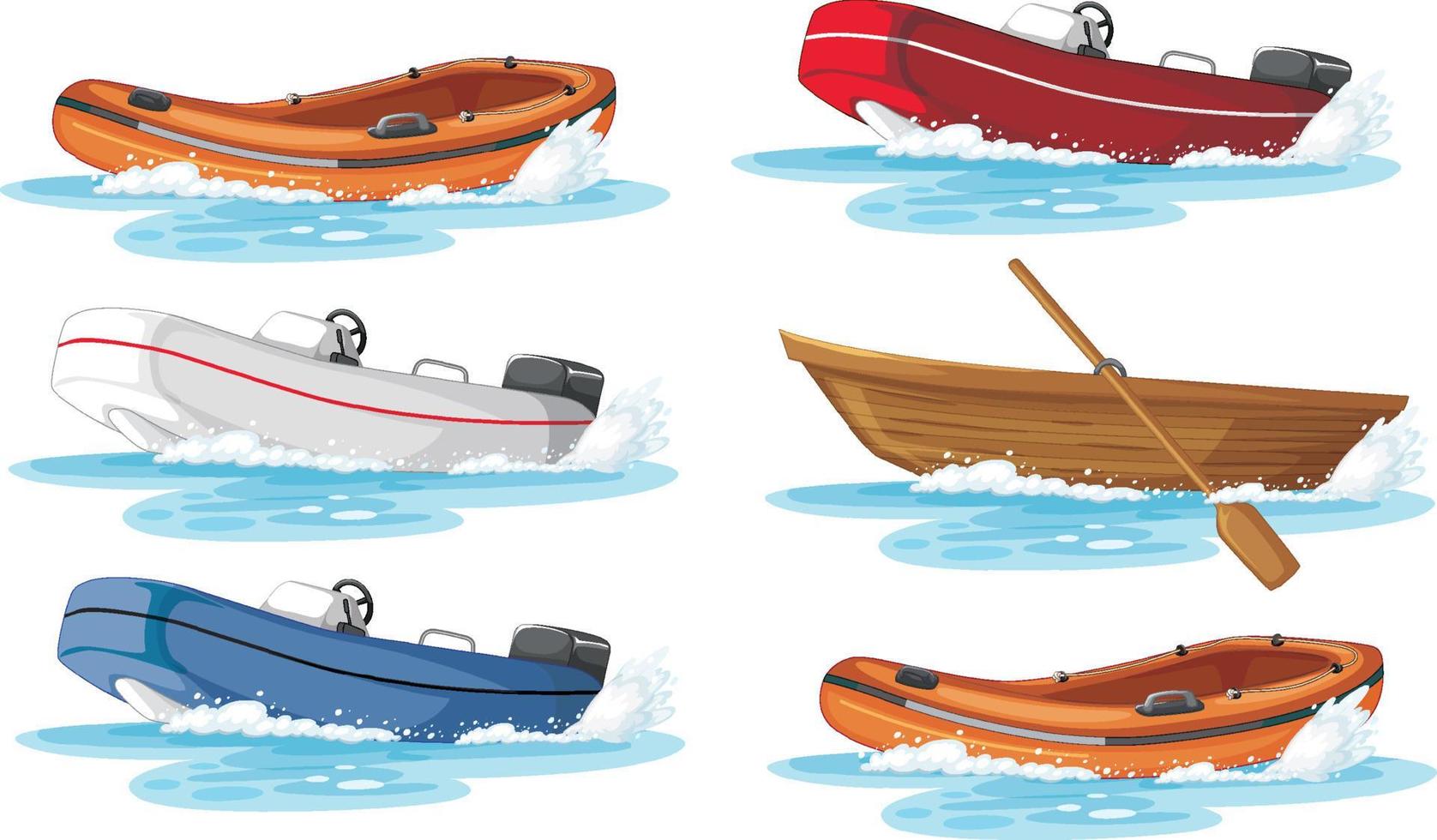 Set of different kinds of boats and ships isolated vector