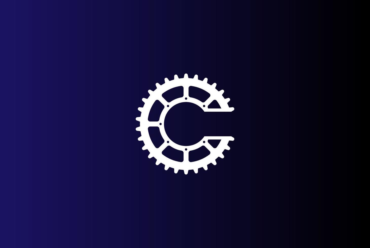 Initial Letter C for Cycle Gear Cog Drive or Bike Sport Club Logo Design Vector