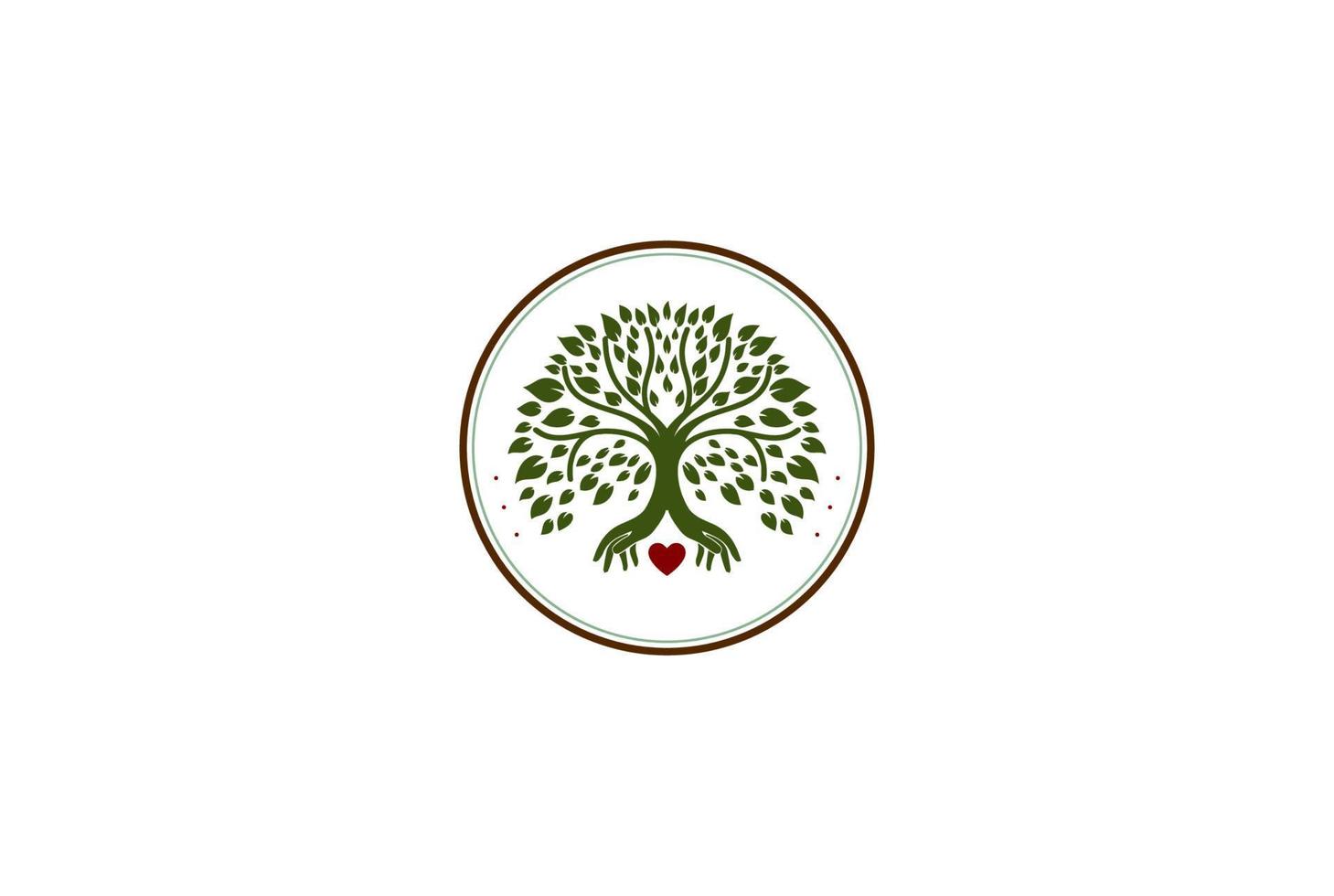 Family Tree of Life Stamp Seal Emblem Oak Banyan Maple Logo Design Vector