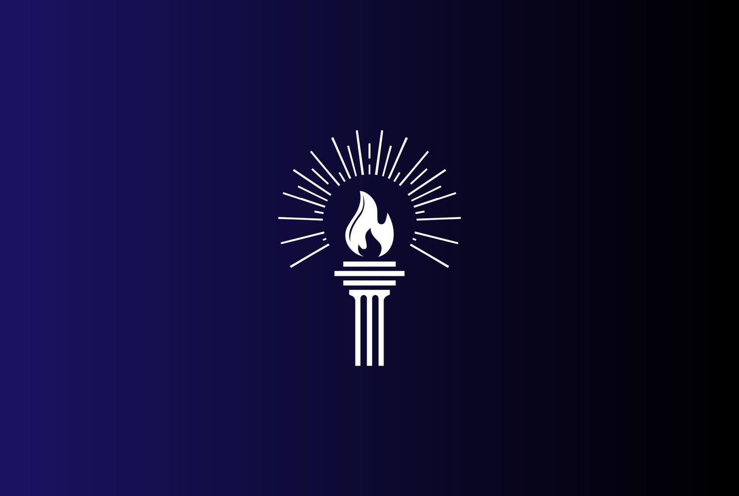 Pillar Column Burn Torch Fire Flame Light Logo Design Vector
