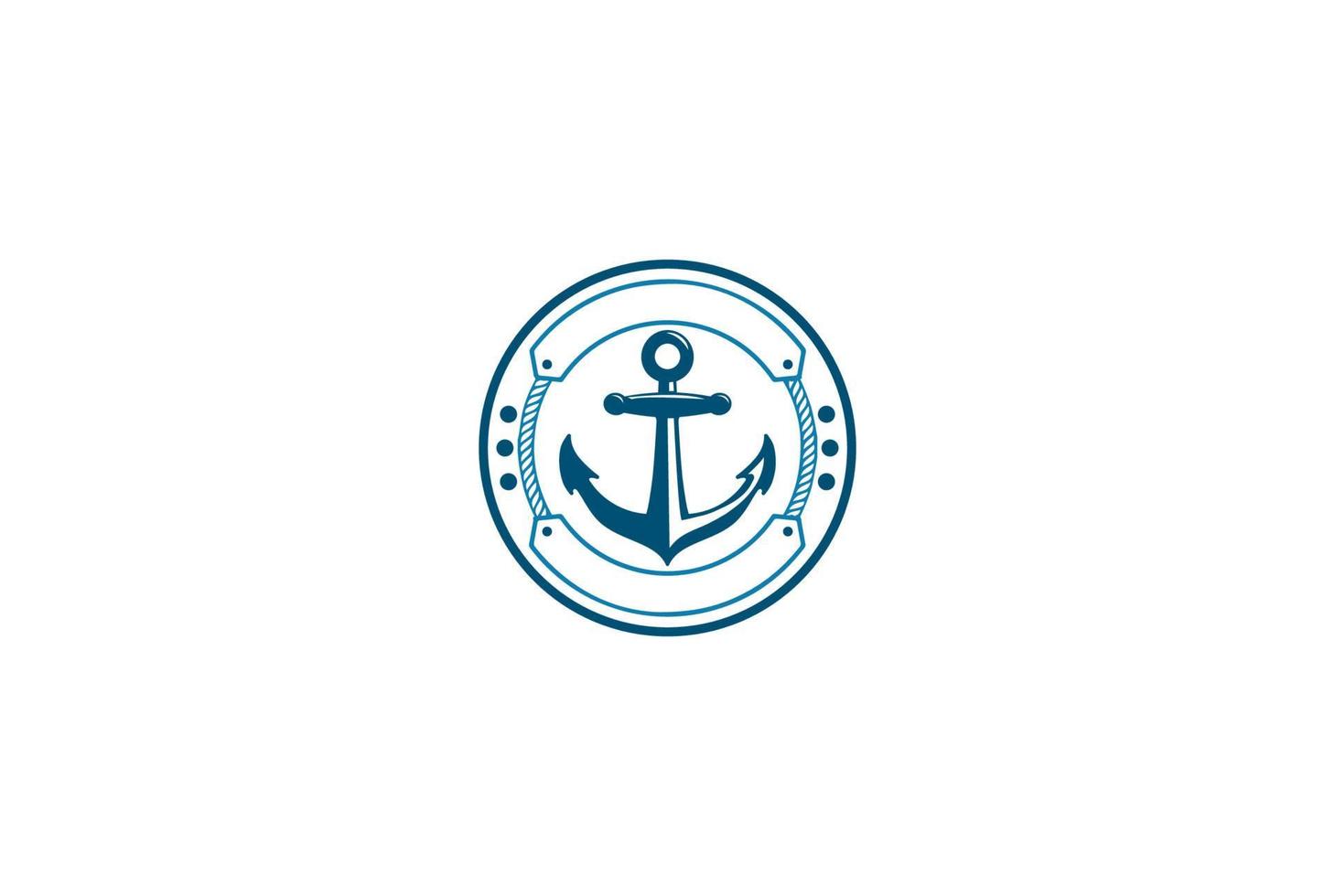 Etiqueta de sello de etiqueta de insignia de ancla circular vintage para vector de diseño de logotipo de transporte marítimo náutico