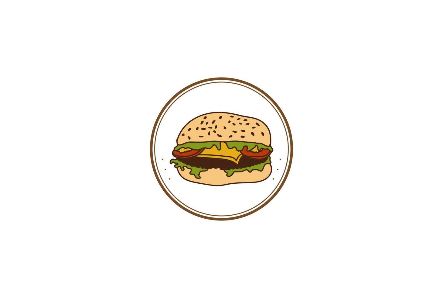 vector de diseño de logotipo de etiqueta de sello de hamburguesa clásico retro vintage