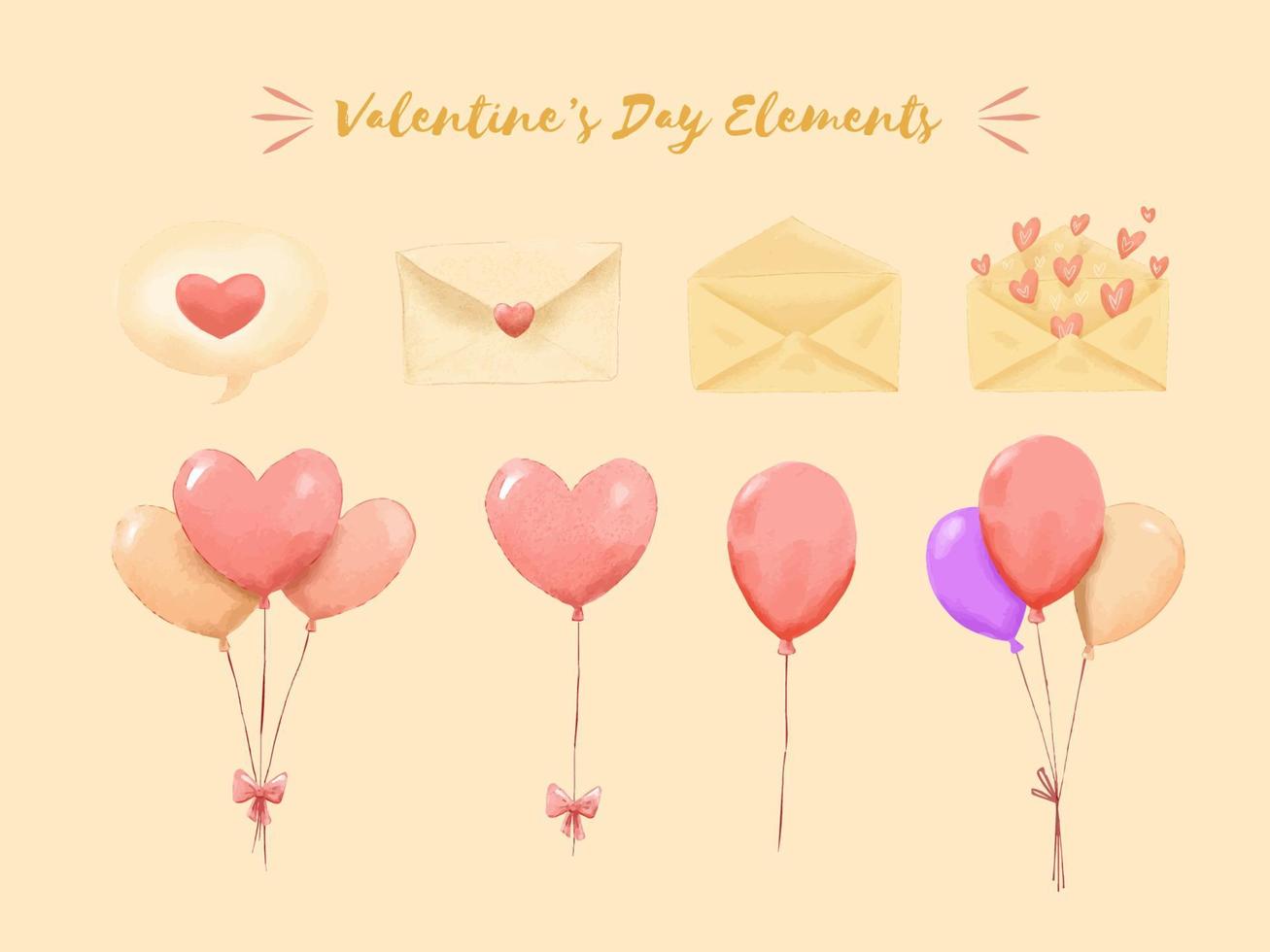 Watercolor valentine's day vector element