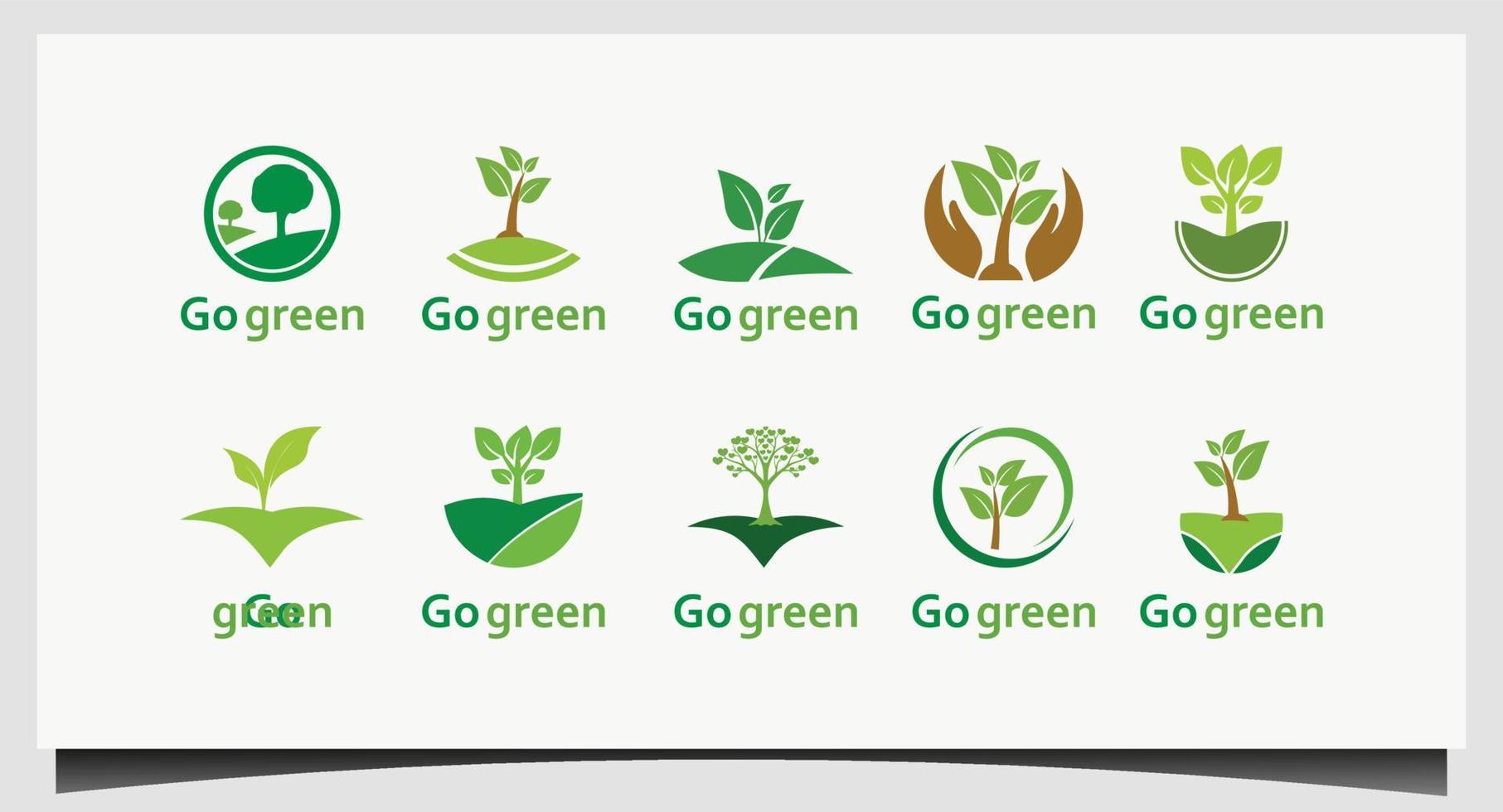 set Go green logo design vector