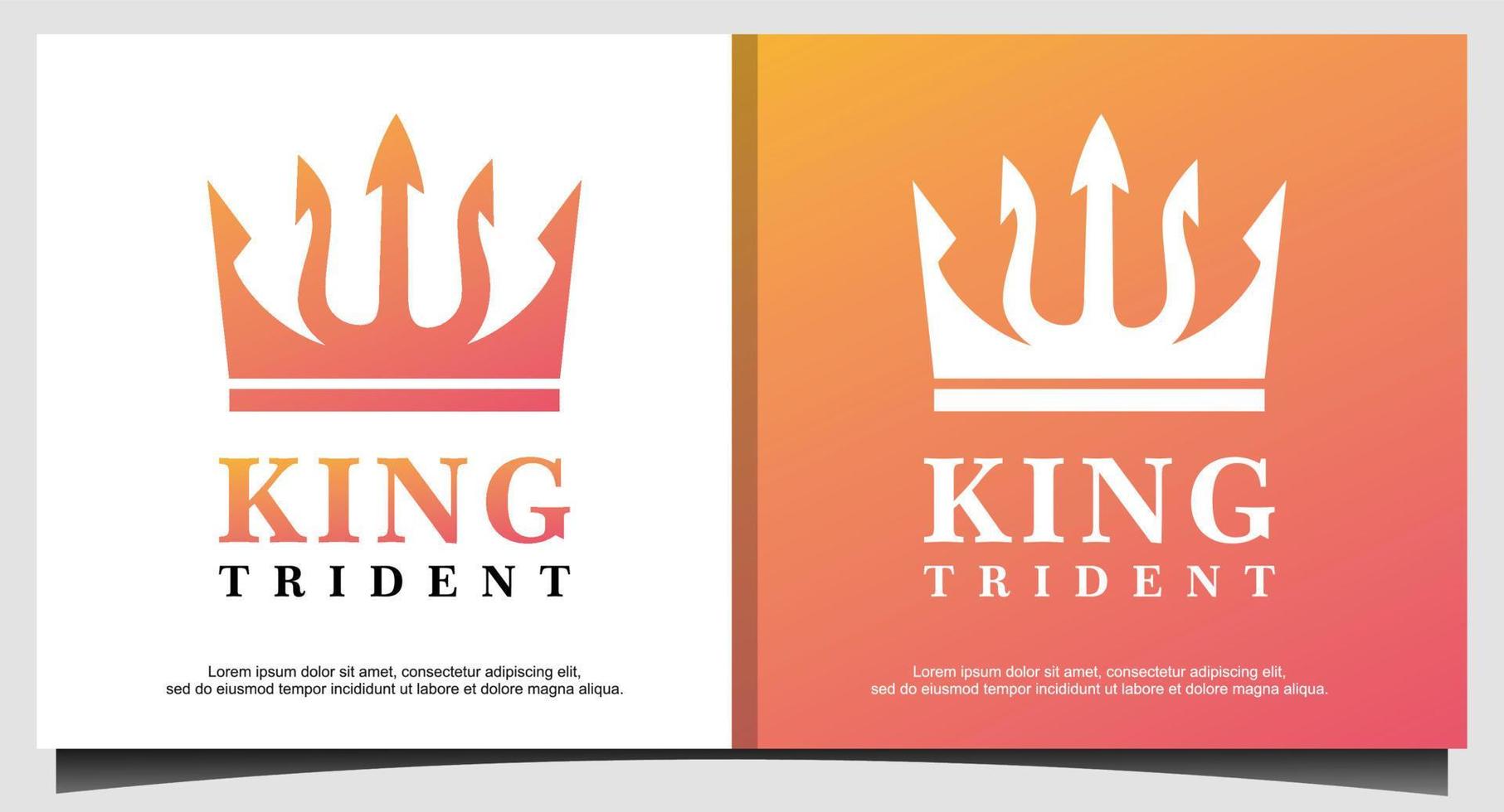 crown king trident logo design template vector