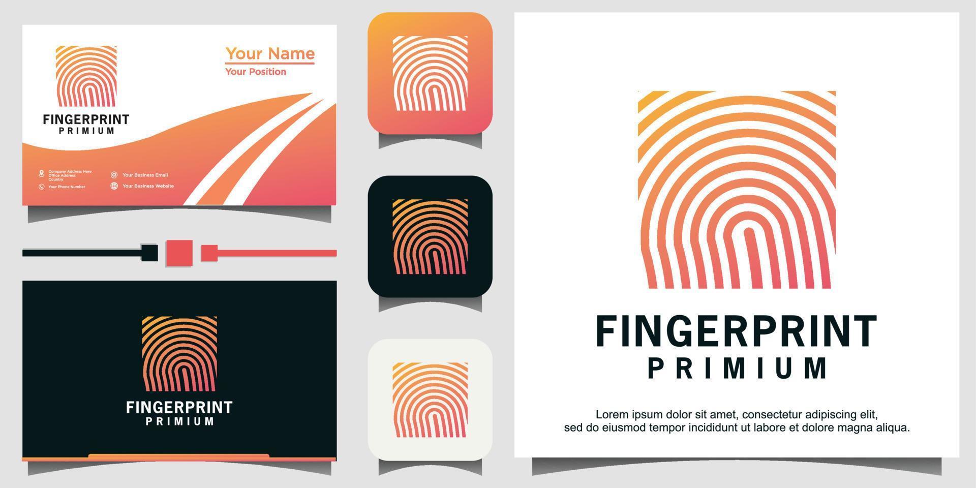 fingerprint lock secure security logo template vector