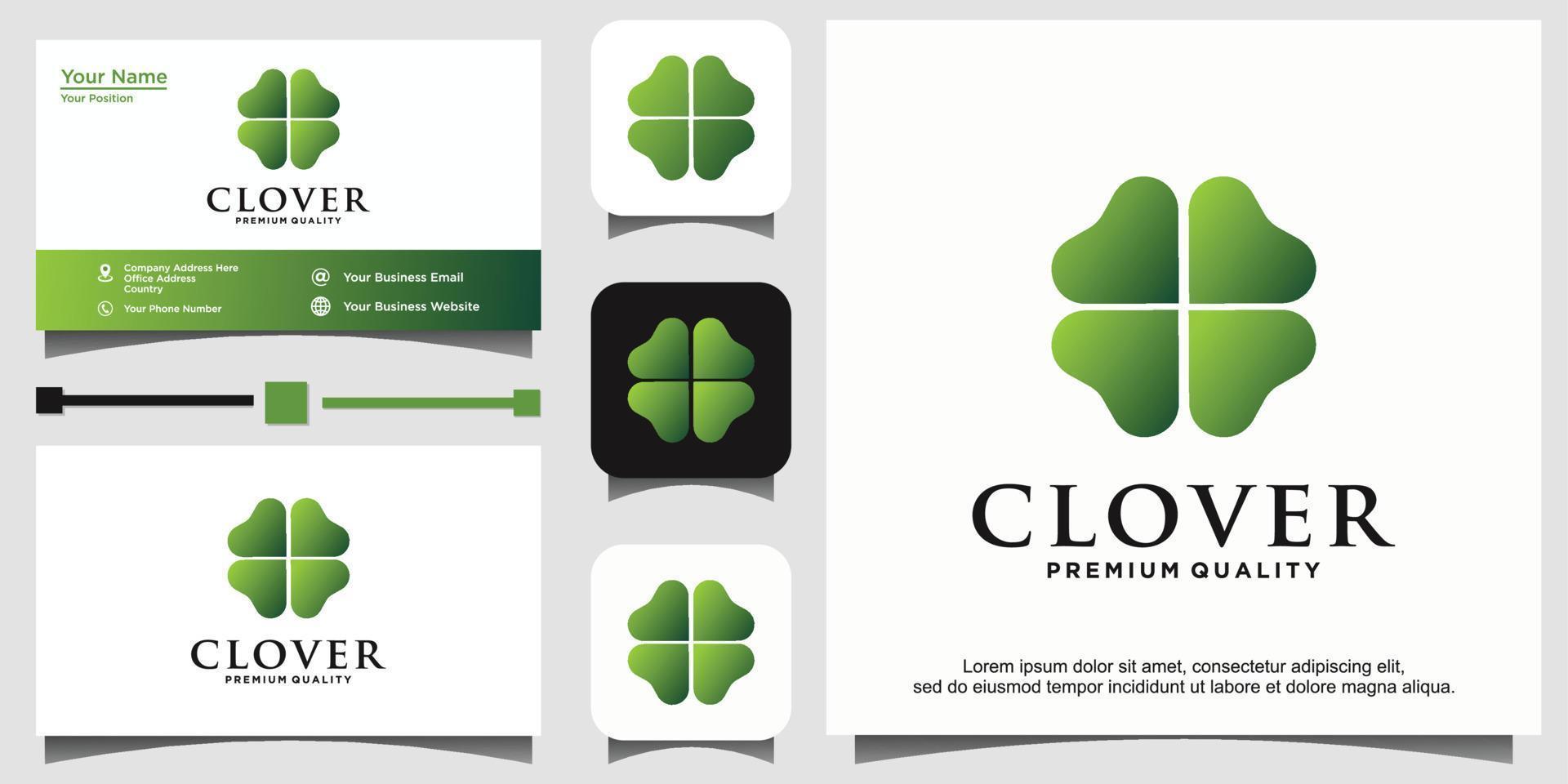 Clover leaf with love logo vector