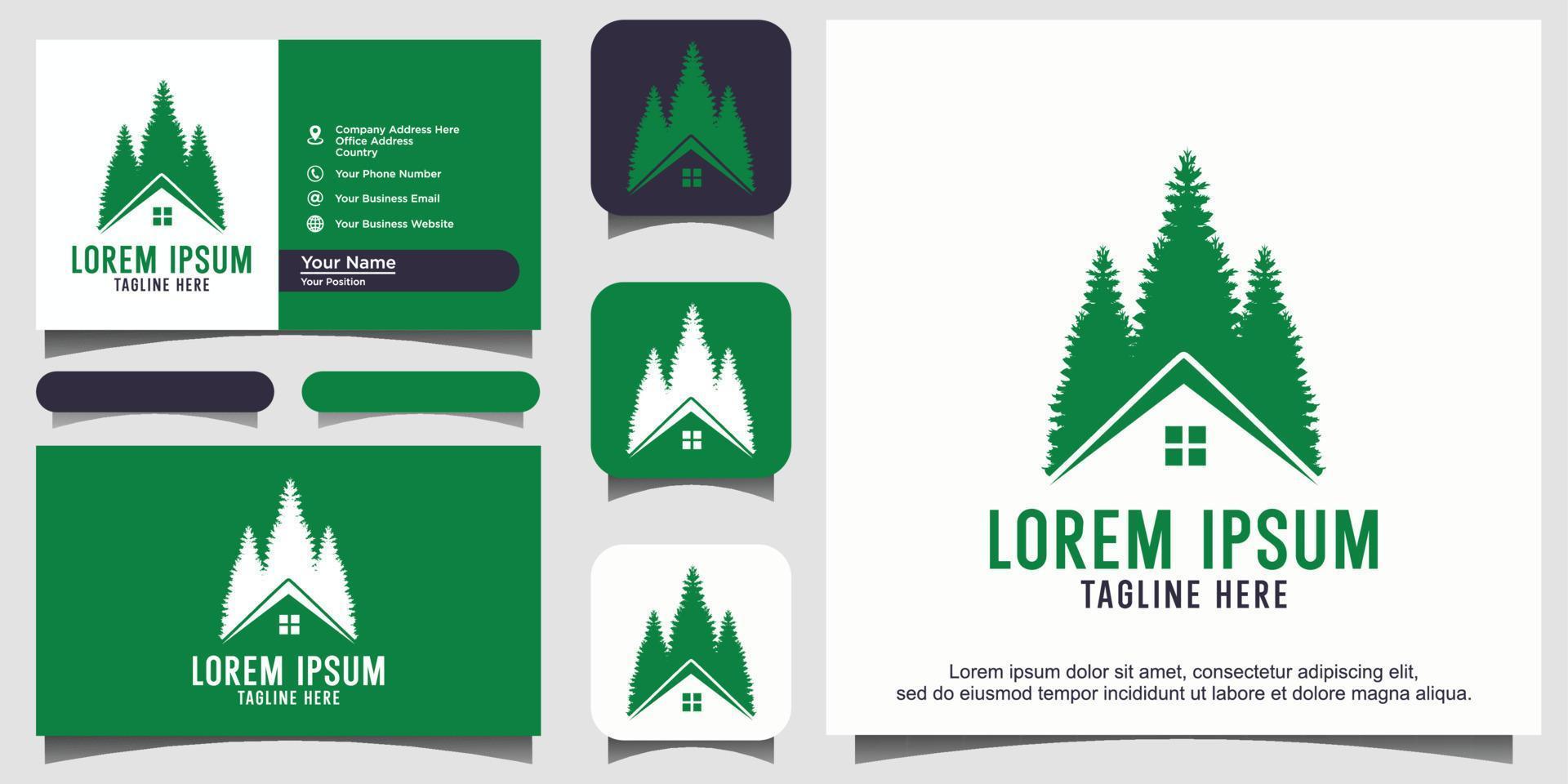 home and tree pines spruce cedar logo design vector