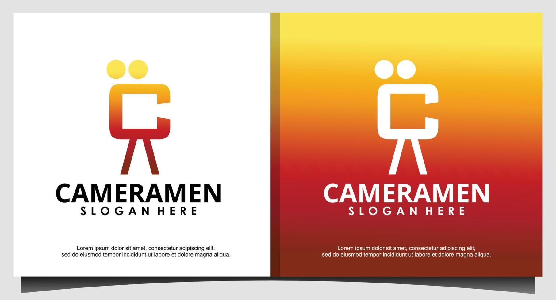 initial c for cameramen logo design vector