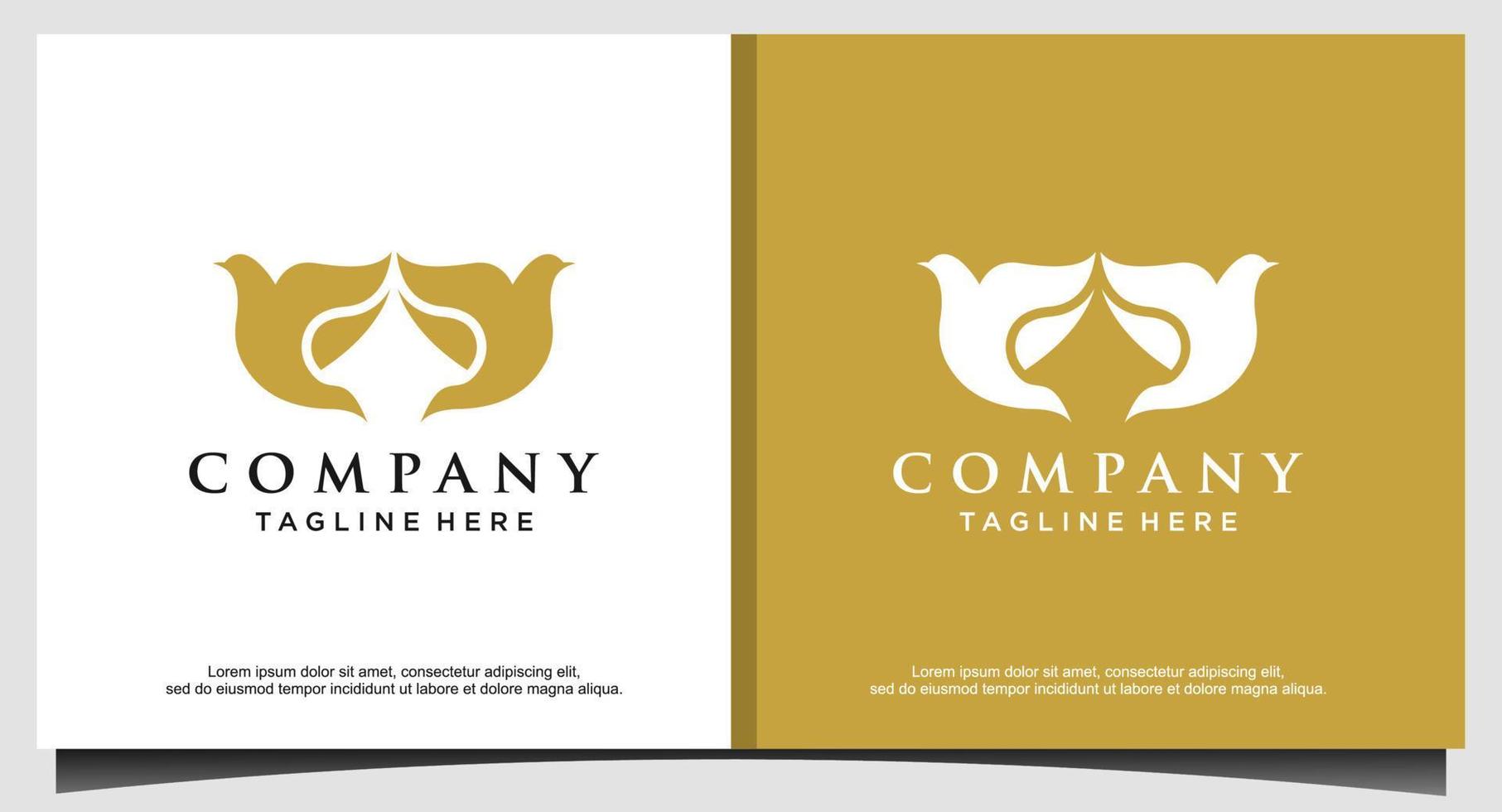 bird fly luxury logo design template vector