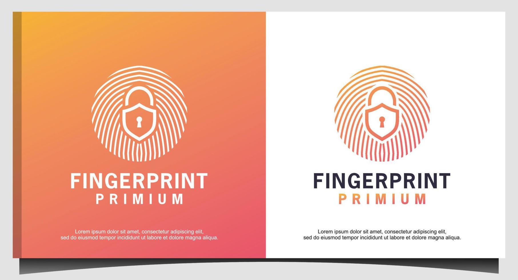 fingerprint lock secure logo template vector