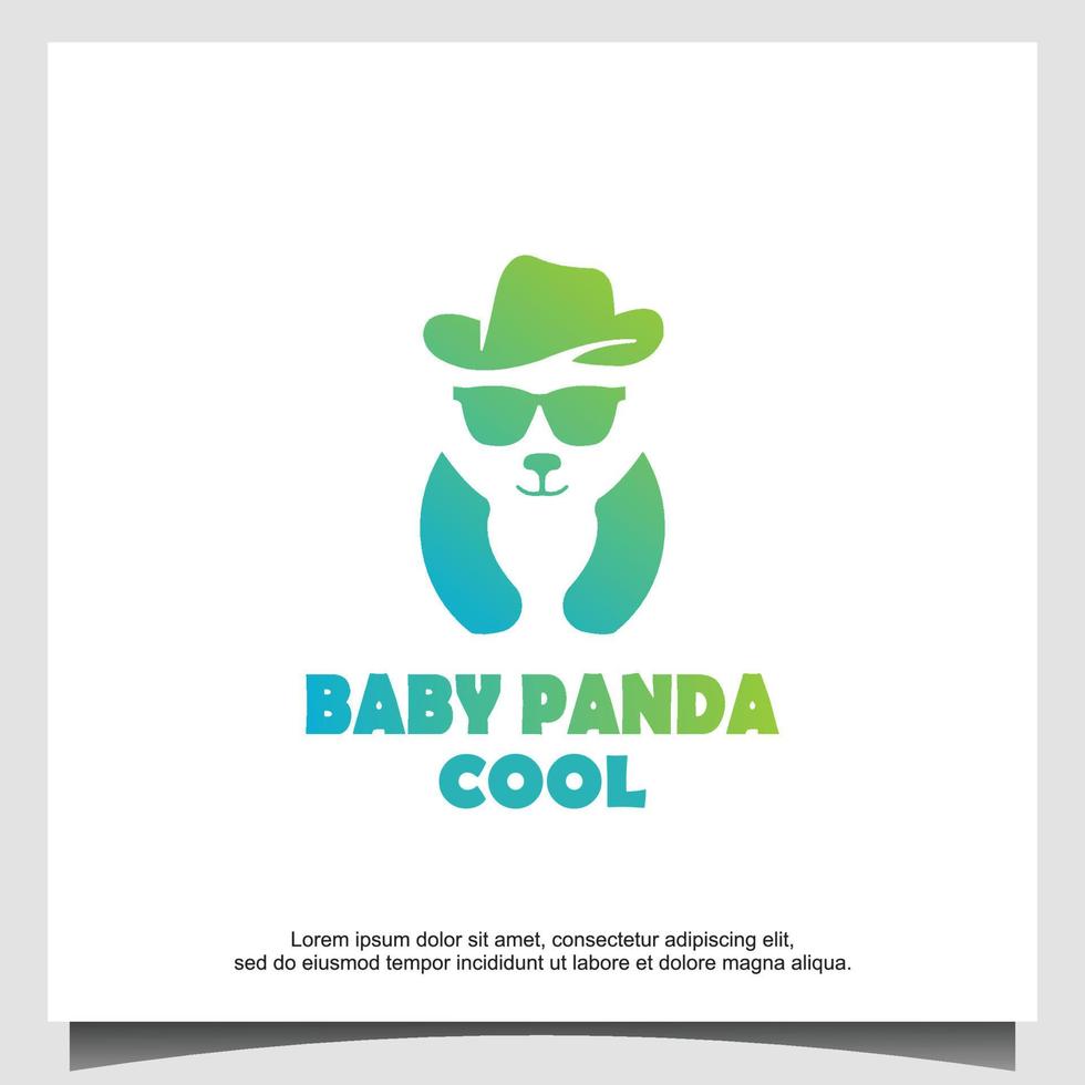 baby panda cool logo design vector