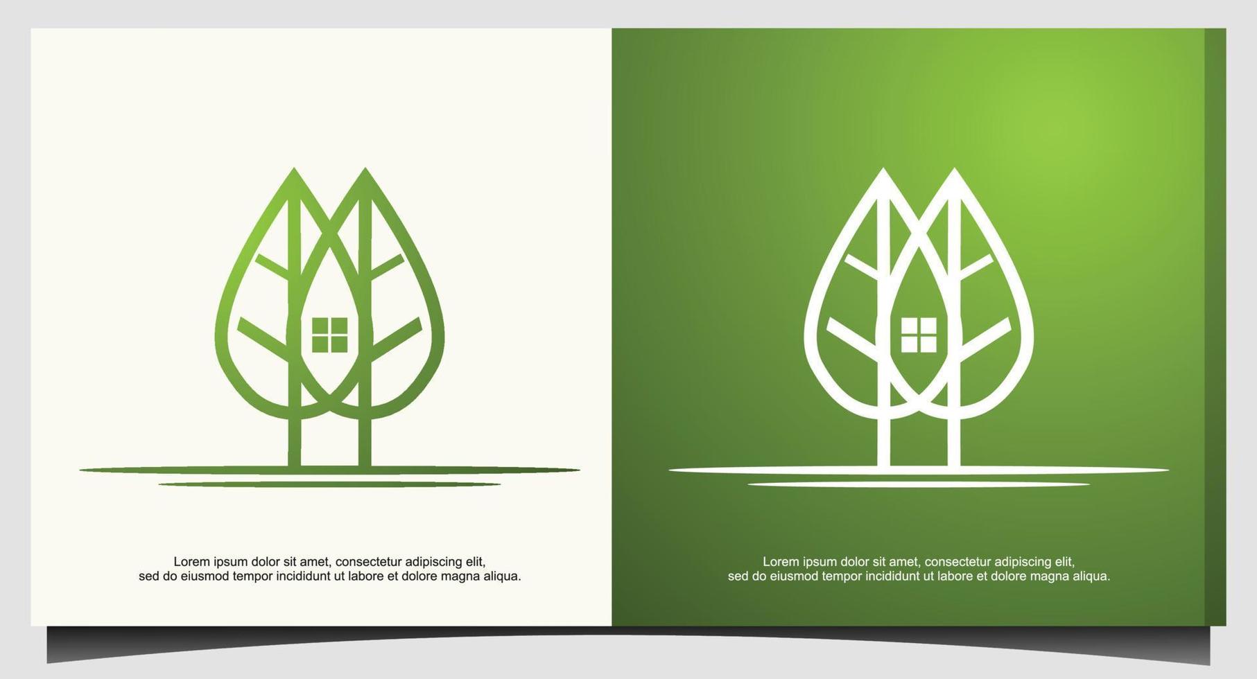 casa del árbol con plantilla de diseño de logotipo de arte lineal vector