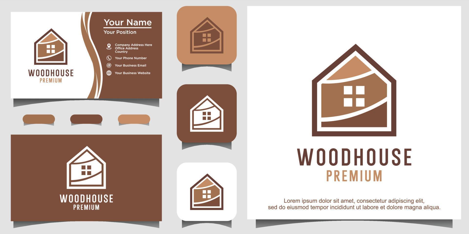 wood house logo template Vector