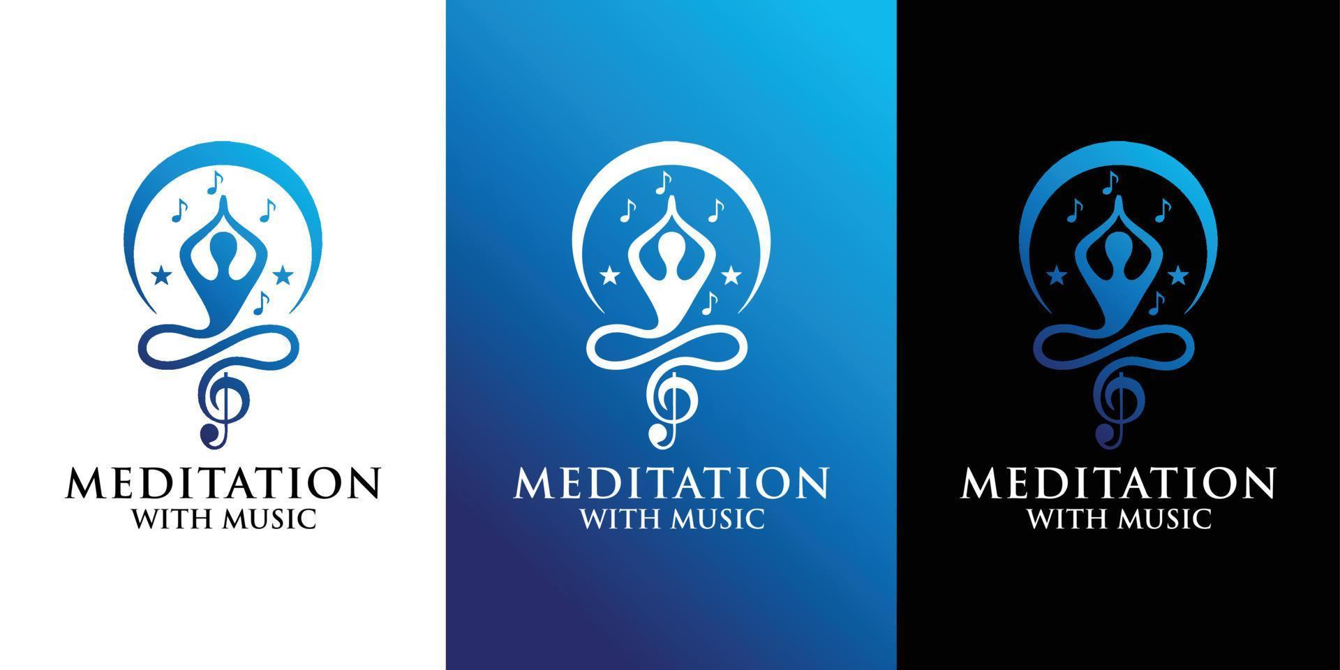 meditation with music logo design vector