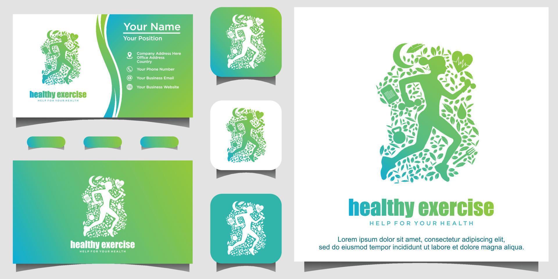 women running for healthy logo design illustration vector