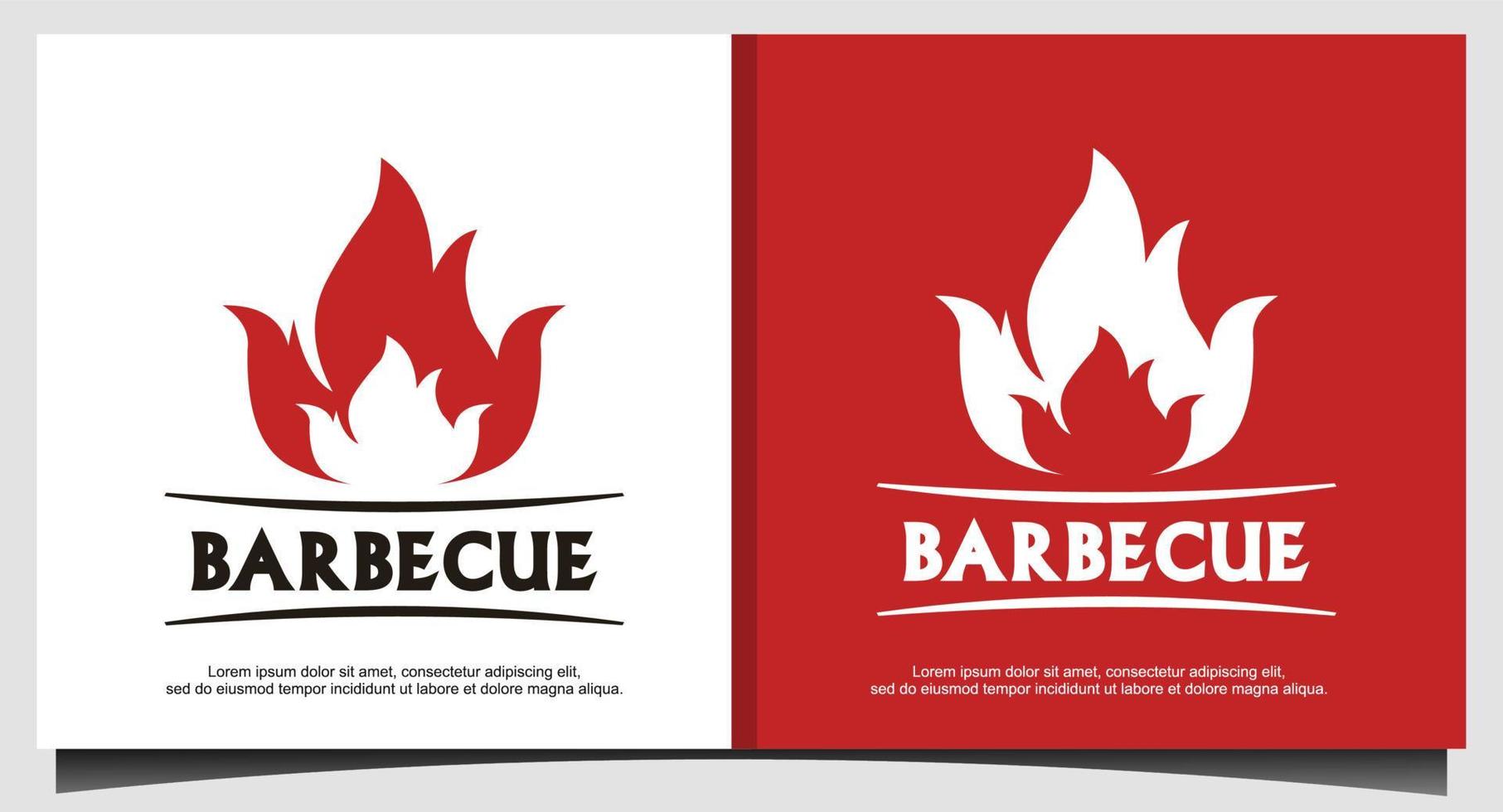 plantilla de diseño de logotipo de barbacoa de llama de fuego vector