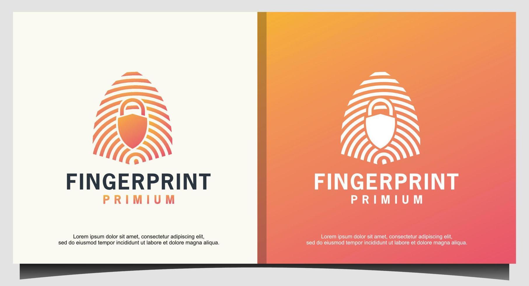 fingerprint lock secure logo template vector