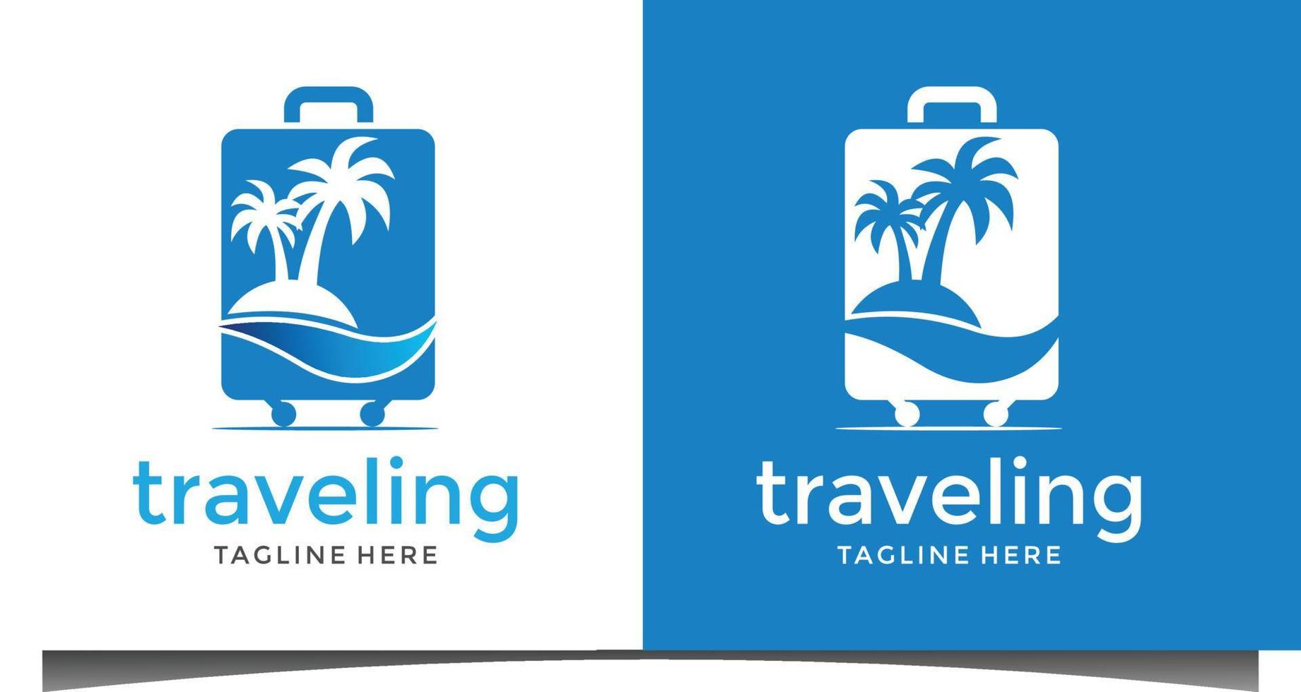 beach traveler logo design vector