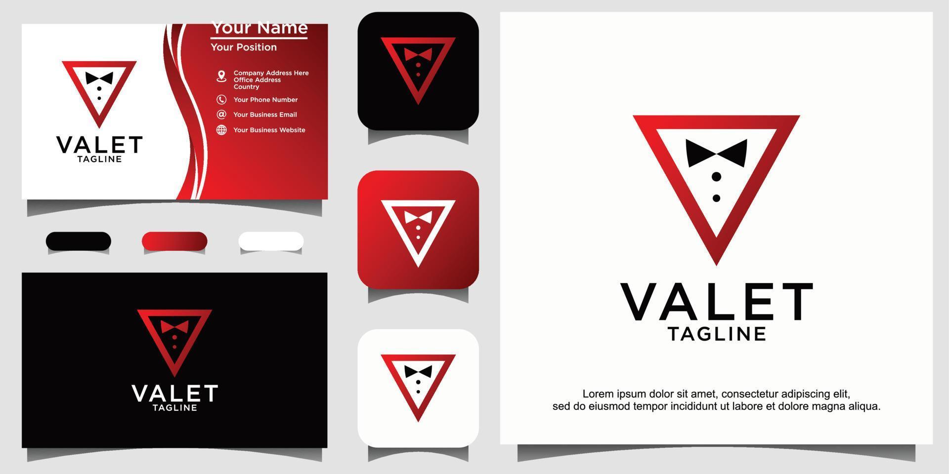 logotipo inicial de la corbata de lazo del valet de la letra v vector