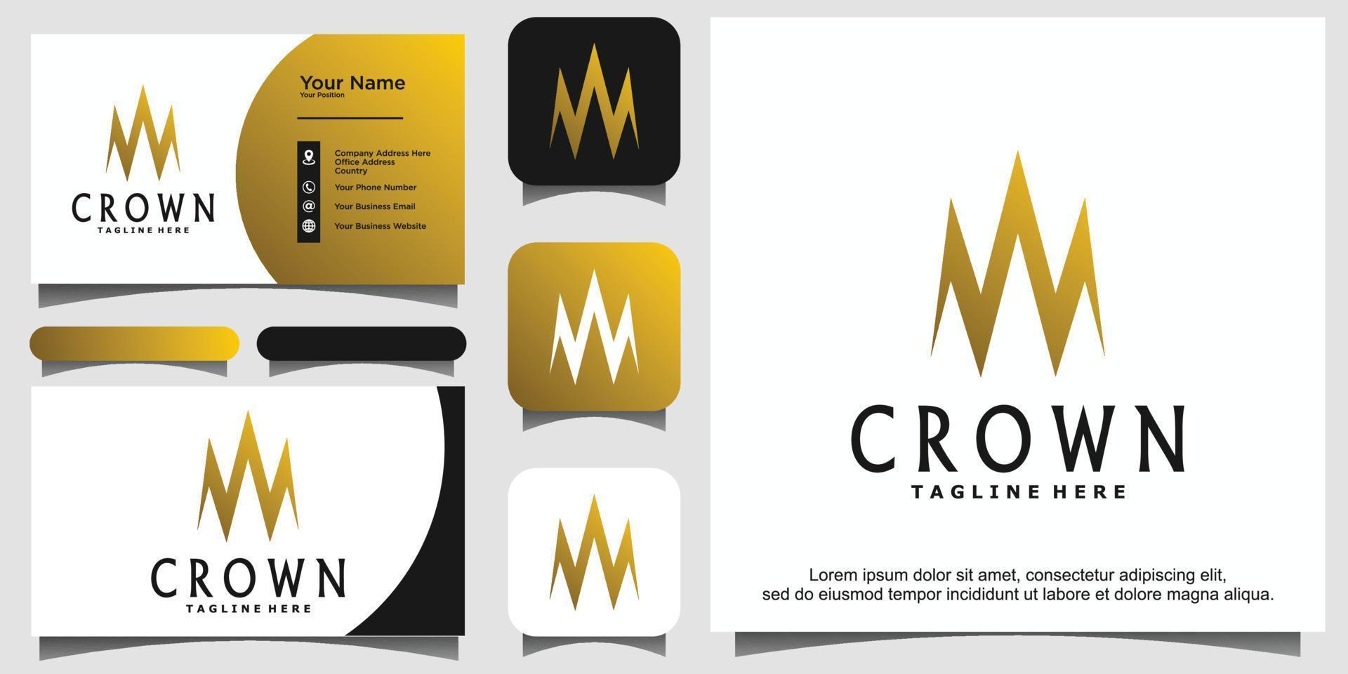 Queen King Princess Crown Royal elegant logo design vector