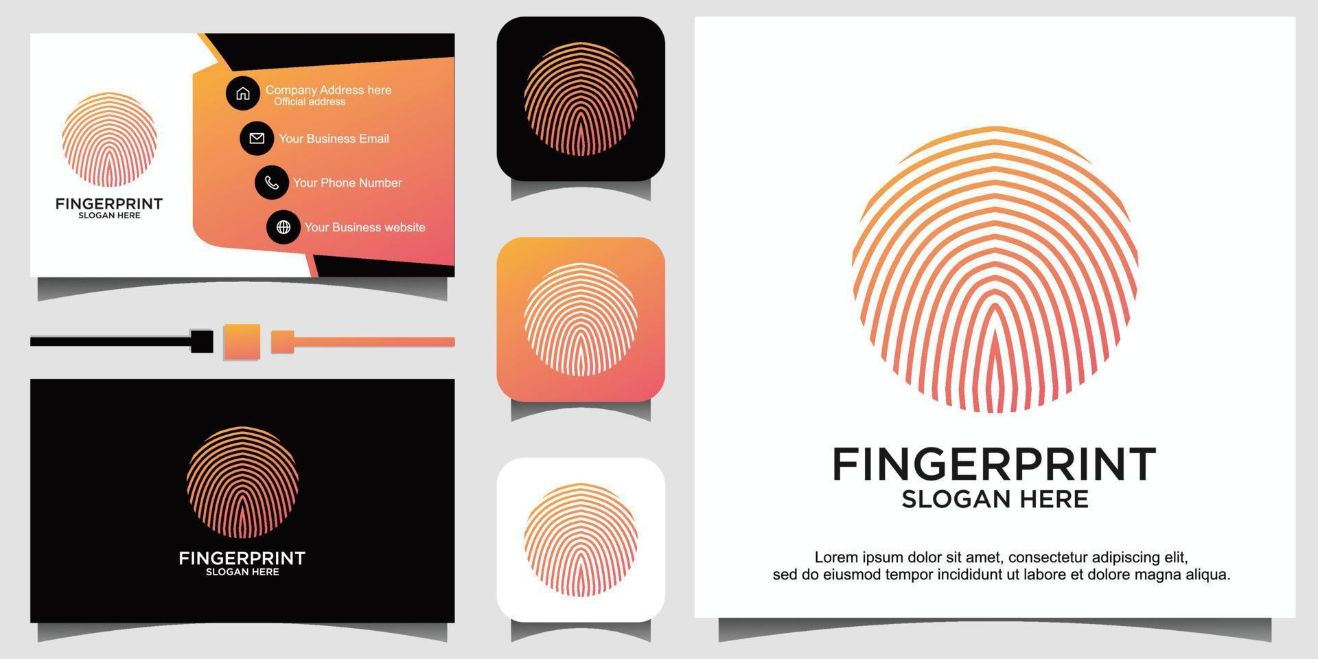 fingerprint lock secure security logo template vector