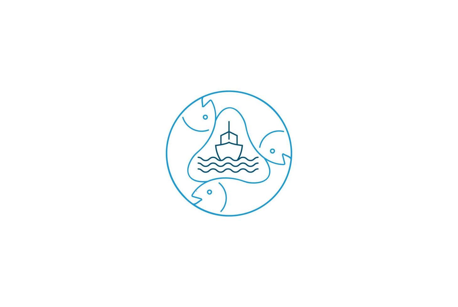 Simple Minimalist Circle Circular Fish for Seafood Restaurant Product Logo Design Vector