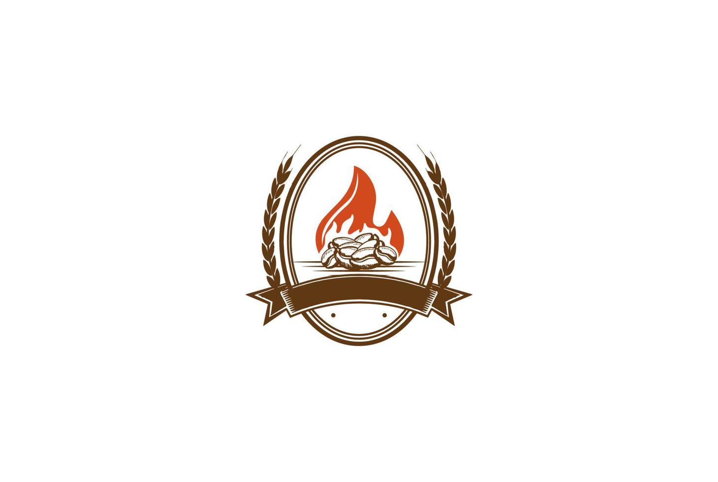 Coffee Bean with Flame for Roasted Coffee Product Logo Design Vector