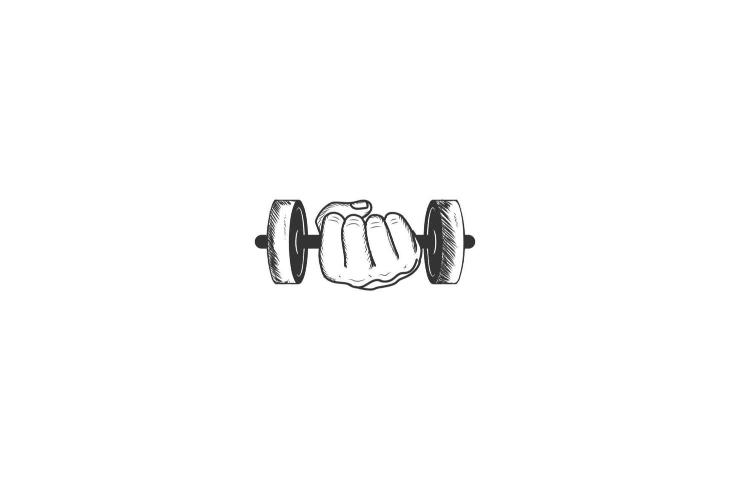 Hand Hold Dumbbell Barbell for Gym Fitness Sport Club Logo Design Vector