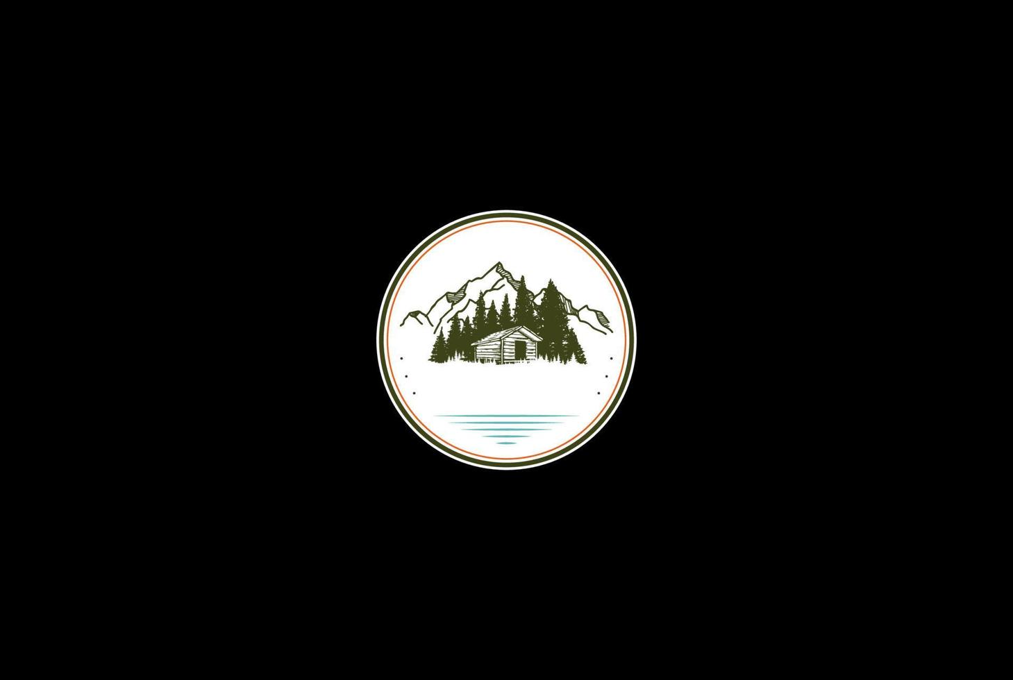 Mountain Forest Cabin Cottage Barn Chalet Logo Design Vector