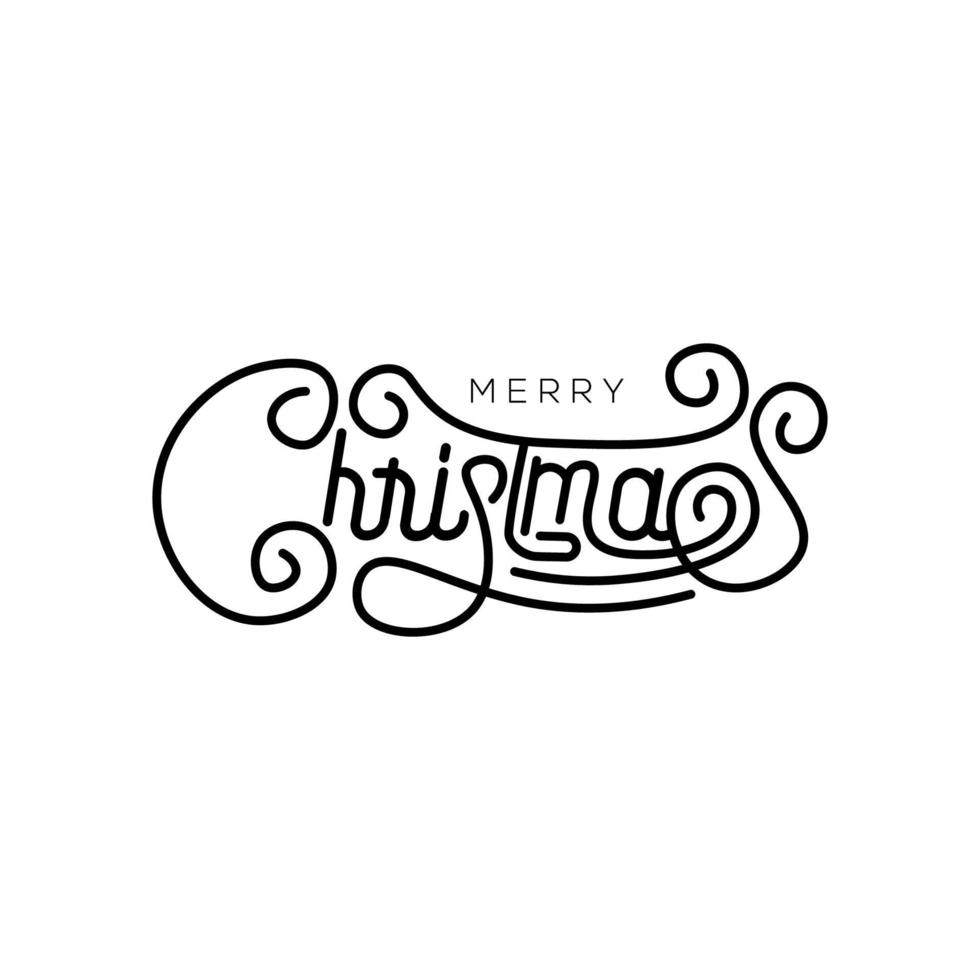 Merry Christmas hand lettering isolated on white background. Holiday Vector illustration element