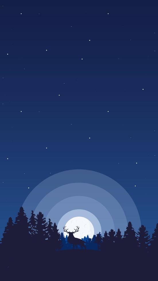 noche estrellada con ilustración de vector de fondo de luna llena con espacio de copia