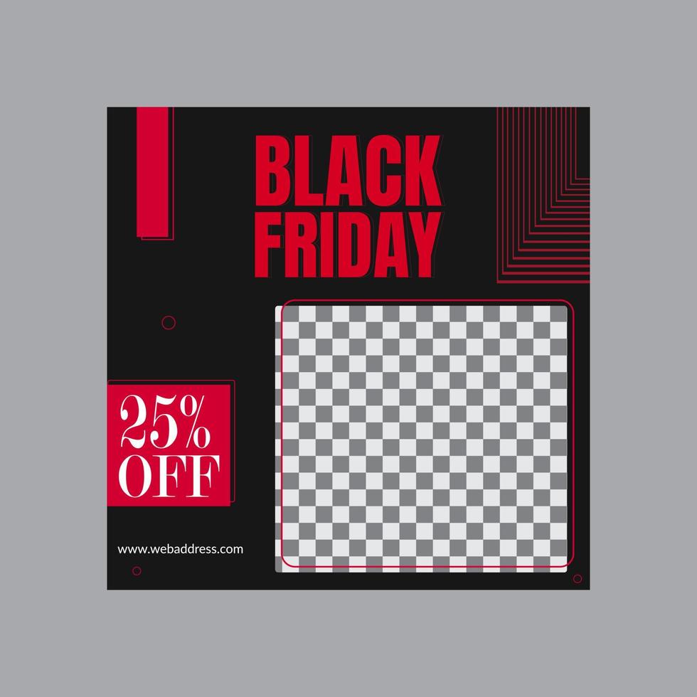 Black Friday Fashion Sale for Social Media Post. Black and Red Background. Pro Vector