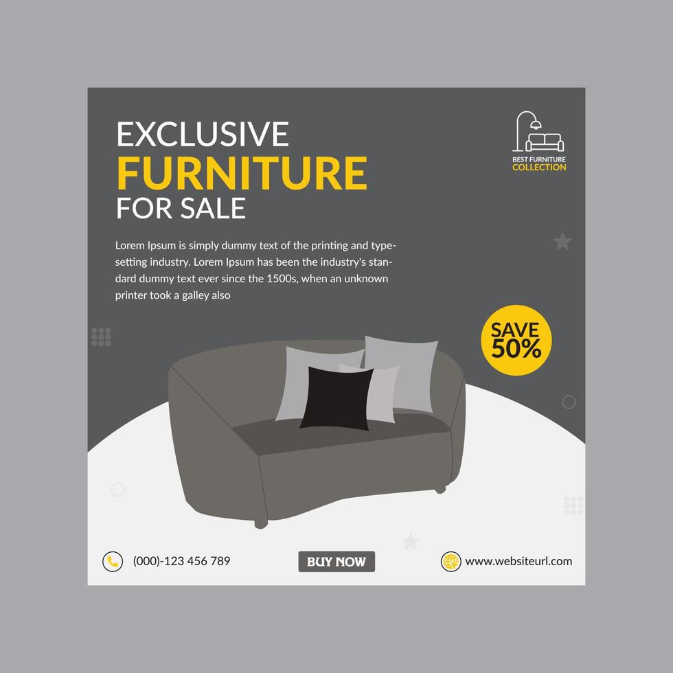 Exclusive furniture sale banner or social media post template Pro Vector